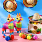 Hungdao 24 Pcs Mexican Fiesta Decorations Includes Mini Donkey Pinata Wooden Fiesta Maracas for Kids Mini Sombrero Hats Cinco De