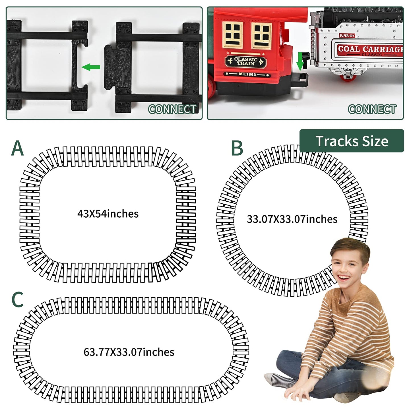 Fanl Train Set With Remote Control - Christmas Train Toys - Steam Locomotive Engine, Cargo Car And Train Tracks - Rechargeable Electric Train Toy Gift Toys For Age 3 4 5 6 + Kids.