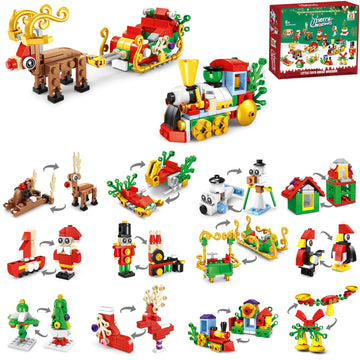 12 Pack Building Toys-Christmas Building Blocks, 6-in-1 Mini Blocks Building Sets, 300 Pieces Mini Christmas Party Favors for bo