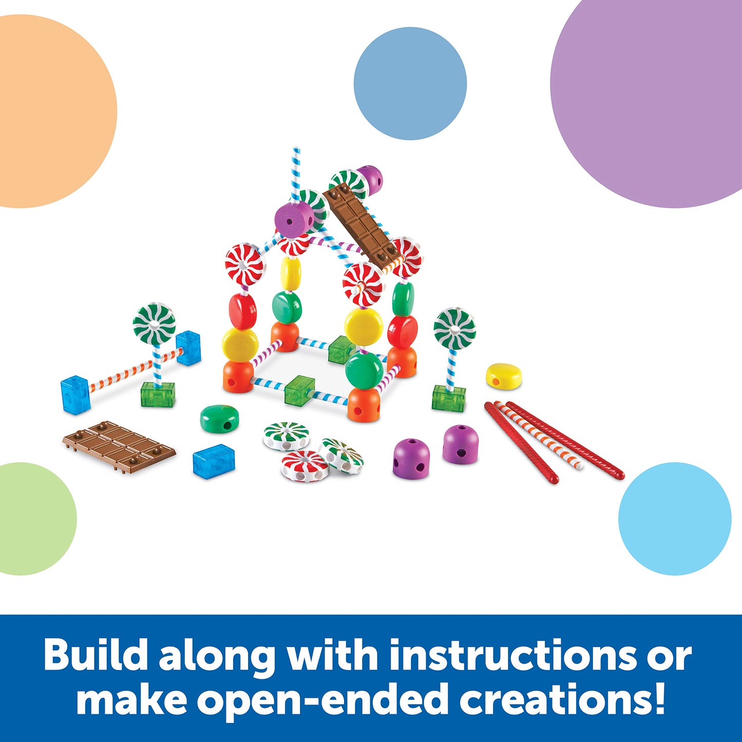 Learning Resources Candy Construction Building Set - 92 Pieces, Ages 4+,Toddler Learning Toys, Fine Motor Building Toy, Preschoo