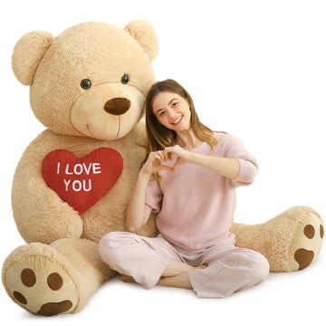 Maogolan Giant Teddy Bear 5 Feet Tall- I Love You Red Heart Big Brown Teddy Bear Stuffed Animal - Huge Valentines Teddy Bear For Girlfriend,Boyfriend,Wife,Lover - Anniversary, Birthday