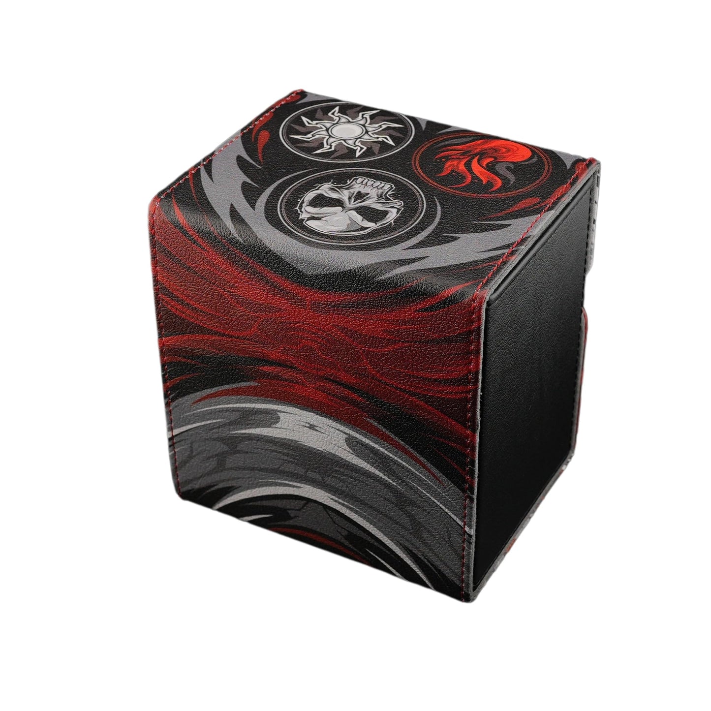 Ai protective covering MTG Commander 100+ Card Custom Art Deck Box With Storage (Black/Red/White)