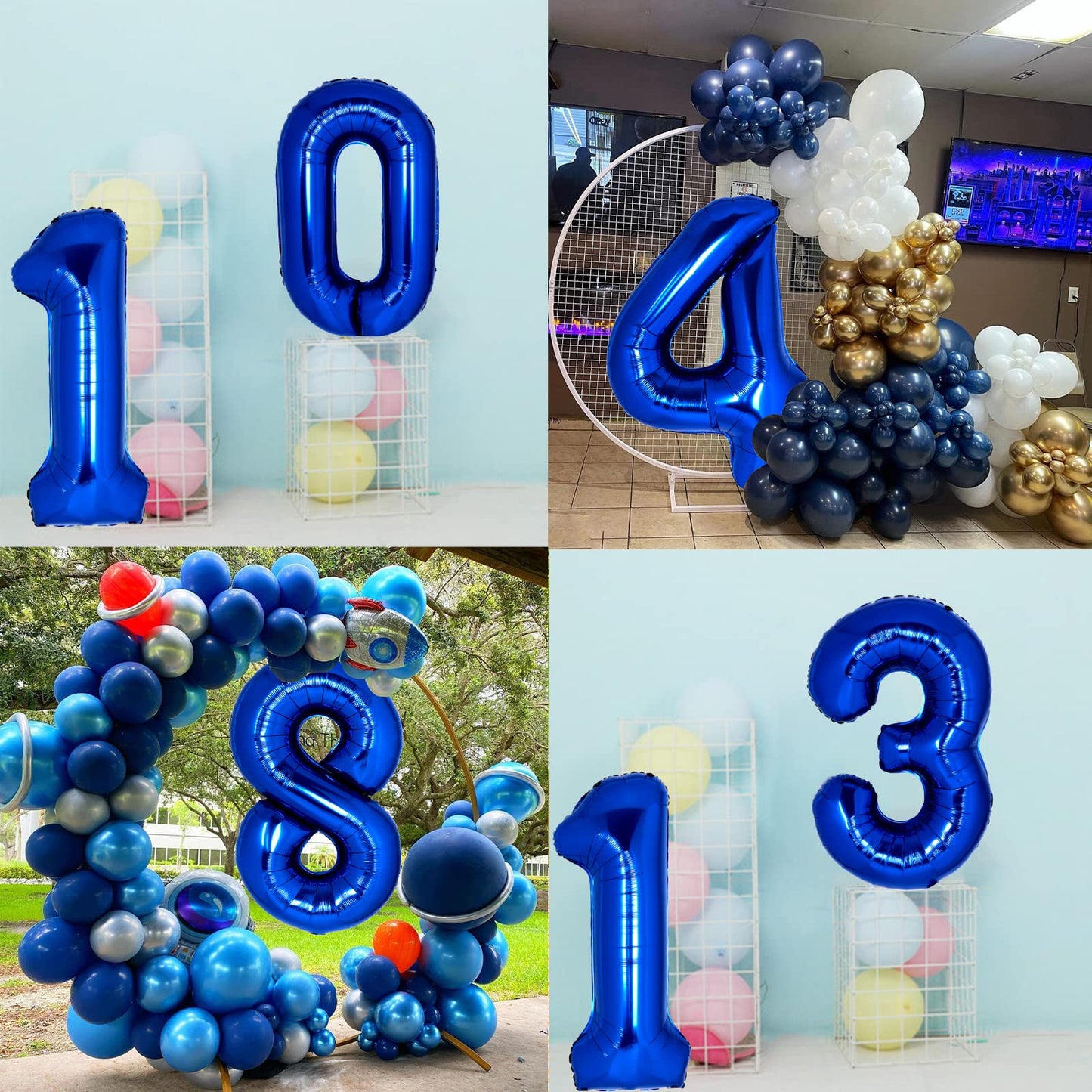 40 Inch Giant Navy Blue Number 19 Balloon, Helium Mylar Foil Number Balloons For Birthday Party, 19Th Birthday Decorations For K