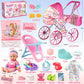 Baby Doll Stroller Toys Set With 12.5'' Baby Doll,Dining Chair,Quilt Pillow,24 Pcs Baby Doll Accessories And 2 Sets Doll Clothes