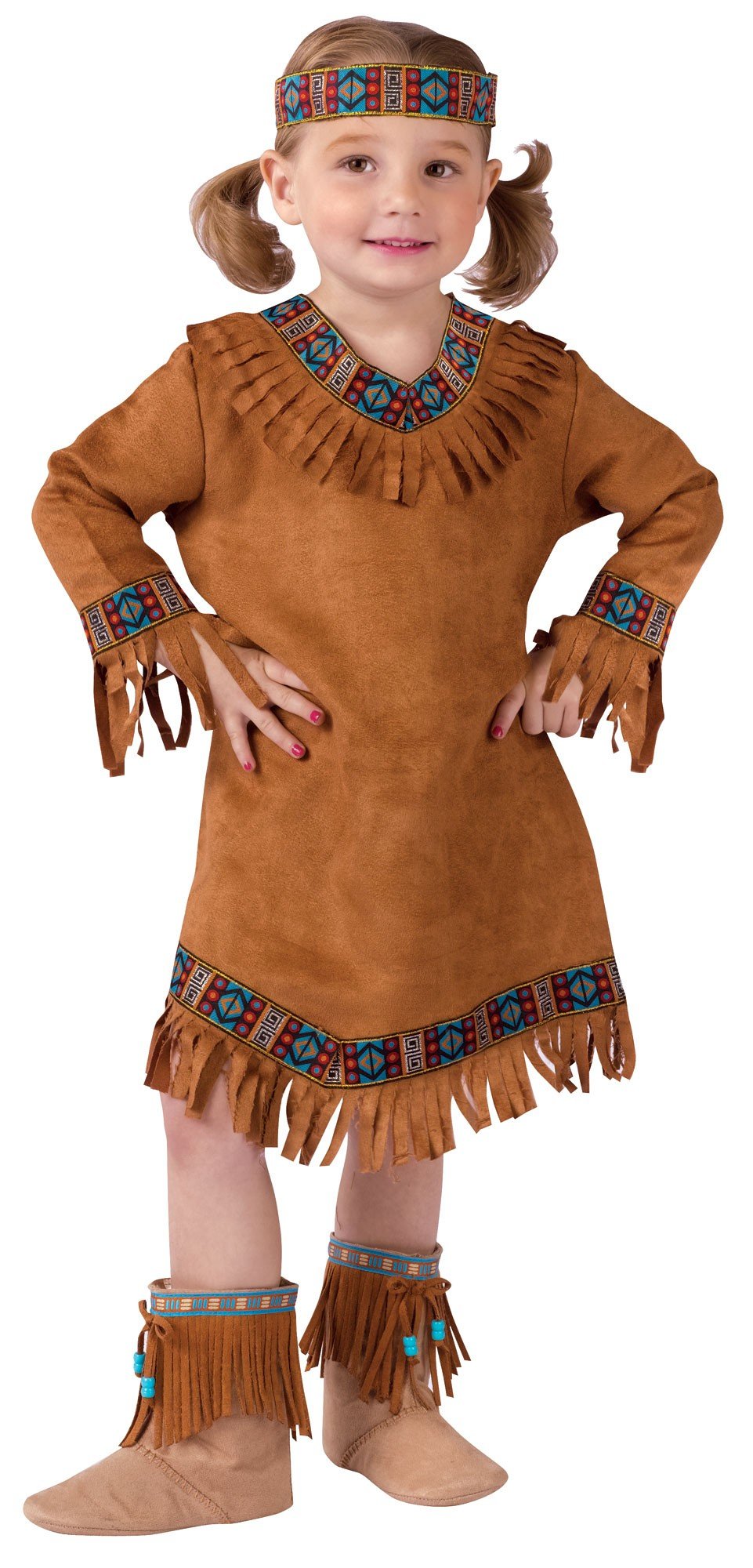Fun World Native American Toddler Girl Costume, Brown, Large