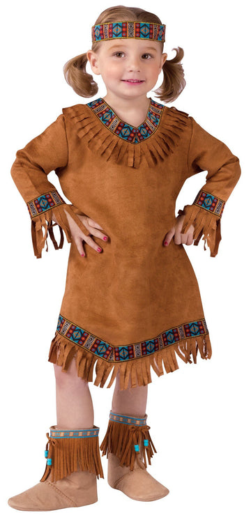 Fun World Native American Toddler Girl Costume, Brown, Large