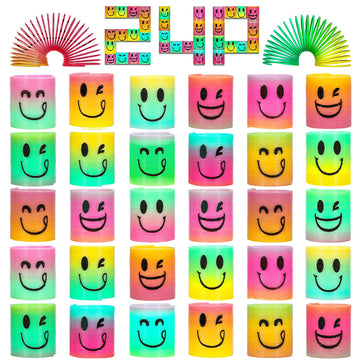 Azen 400 Pcs Mini Spring (4 Packsges) Party Favors For Kids 3-5 4-8, Goodie Bags Stuffers For Birthday Party, Classroom Prizes Kids Prizes Fidget Toys, Small Bulk Toys Gifts (4 Smile)