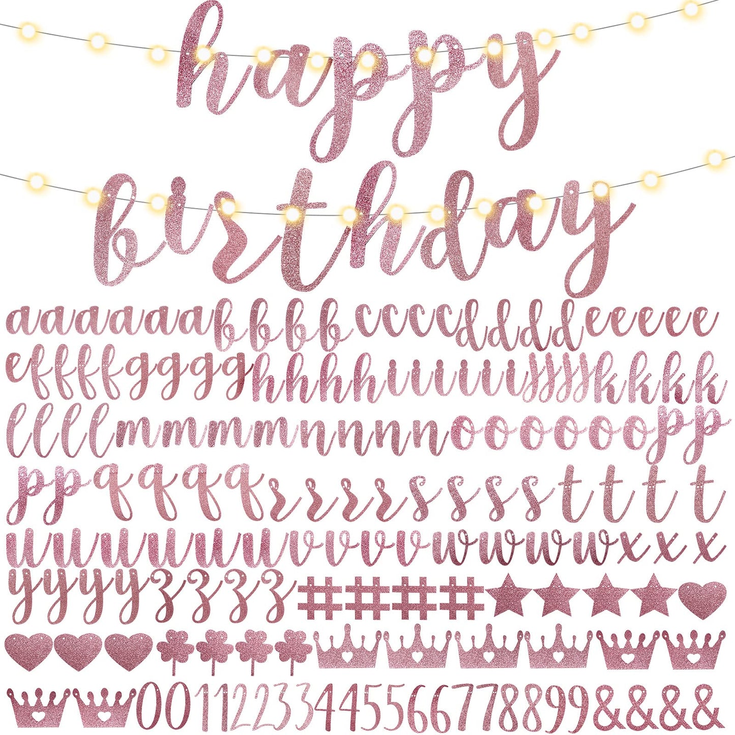 Taobary 167 Pcs Diy Banner Kit Glitter Customizable Birthday Banner Glitter Make Your Own Banner Kit 162 Letters Symbols And Num