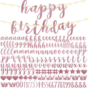 Taobary 167 Pcs Diy Banner Kit Glitter Customizable Birthday Banner Glitter Make Your Own Banner Kit 162 Letters Symbols And Num