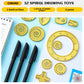 Chivao Spiral Art Gear Geometric Ruler Spiral Circle Template For Drawing Plastic Template Ruler Drawing Kit Spiral Curve Stencils With Pens Paper For Drawing Diy Art Crafts Sketch(Modern)