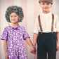 Huskein Old Lady Costume For Kids, Girls 100 Day Of School Cosplay Black White Curly Wig Cap Glasses Cane Necklace Bracelet