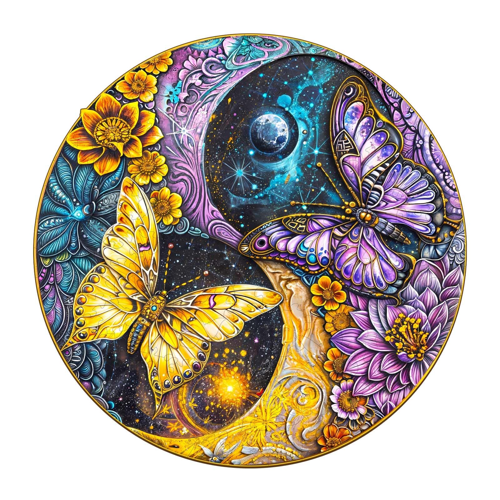 Wooden Puzzles For Adults - Galaxy Butterfly Wooden Puzzle, Unique Shaped Wooden Jigsaw Puzzles For Adults, Wood Puzzles Adult,