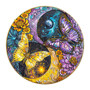 Wooden Puzzles For Adults - Galaxy Butterfly Wooden Puzzle, Unique Shaped Wooden Jigsaw Puzzles For Adults, Wood Puzzles Adult,