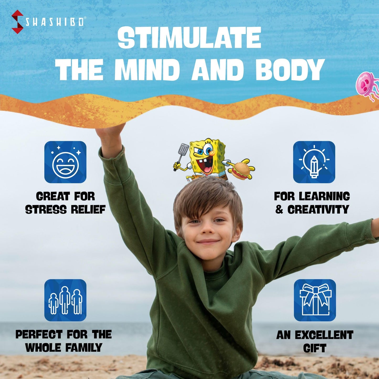 Shashibo Spongebob Shape Shifting Box - Magnetic Puzzle Cube, 36 Rare Earth Magnets, Krusty Krab Color, Transforms Into 70+ Shapes