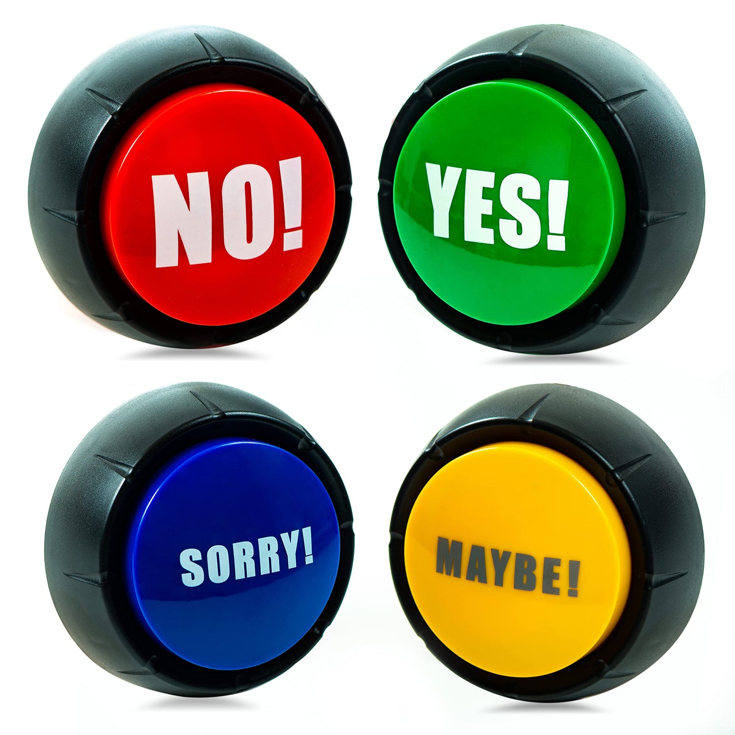 Granatan Buzzers Set of 4, Yes No & Maybe Sound Buttons, Small, ABS, Red/Yellow/Green/Blue, Model 7253301822