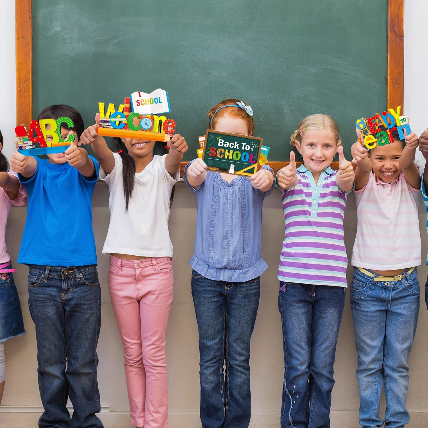 4 Pieces Back to School Party Decorations Wooden First of School Centerpieces Ready to Learn Table Toppers for School Classroom