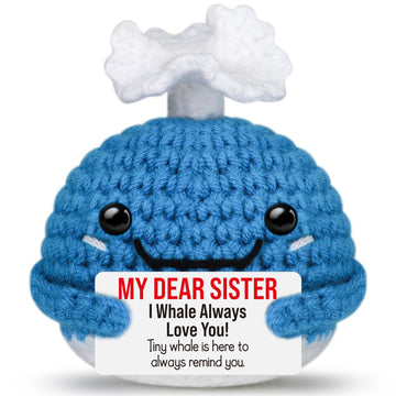 Crochet Whale Sister Christmas Birthday Gifts,Soul Sister Gifts for Women,Long Distance Valentines Day Sisters Present for Big L
