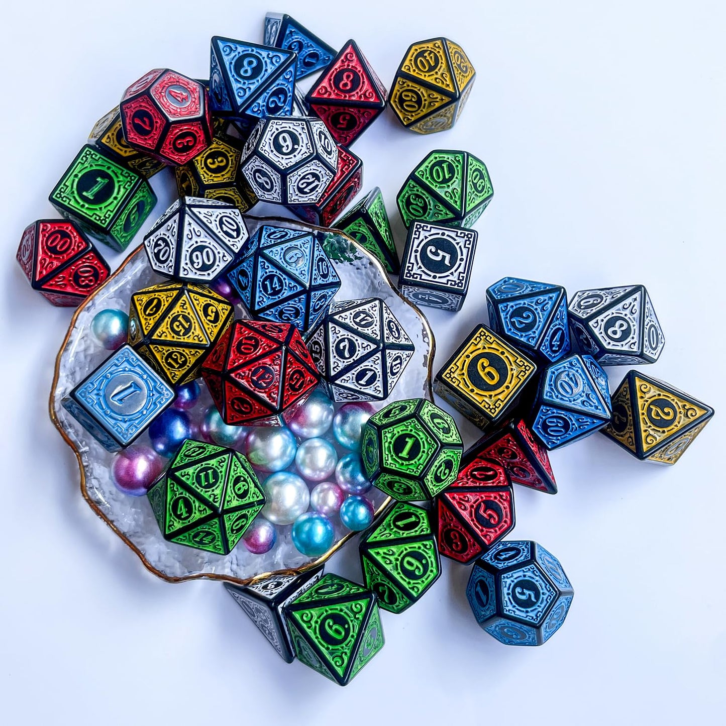 35Pieces DND Dice Set| Carving Dice Polyhedral Dice Set for Board Game