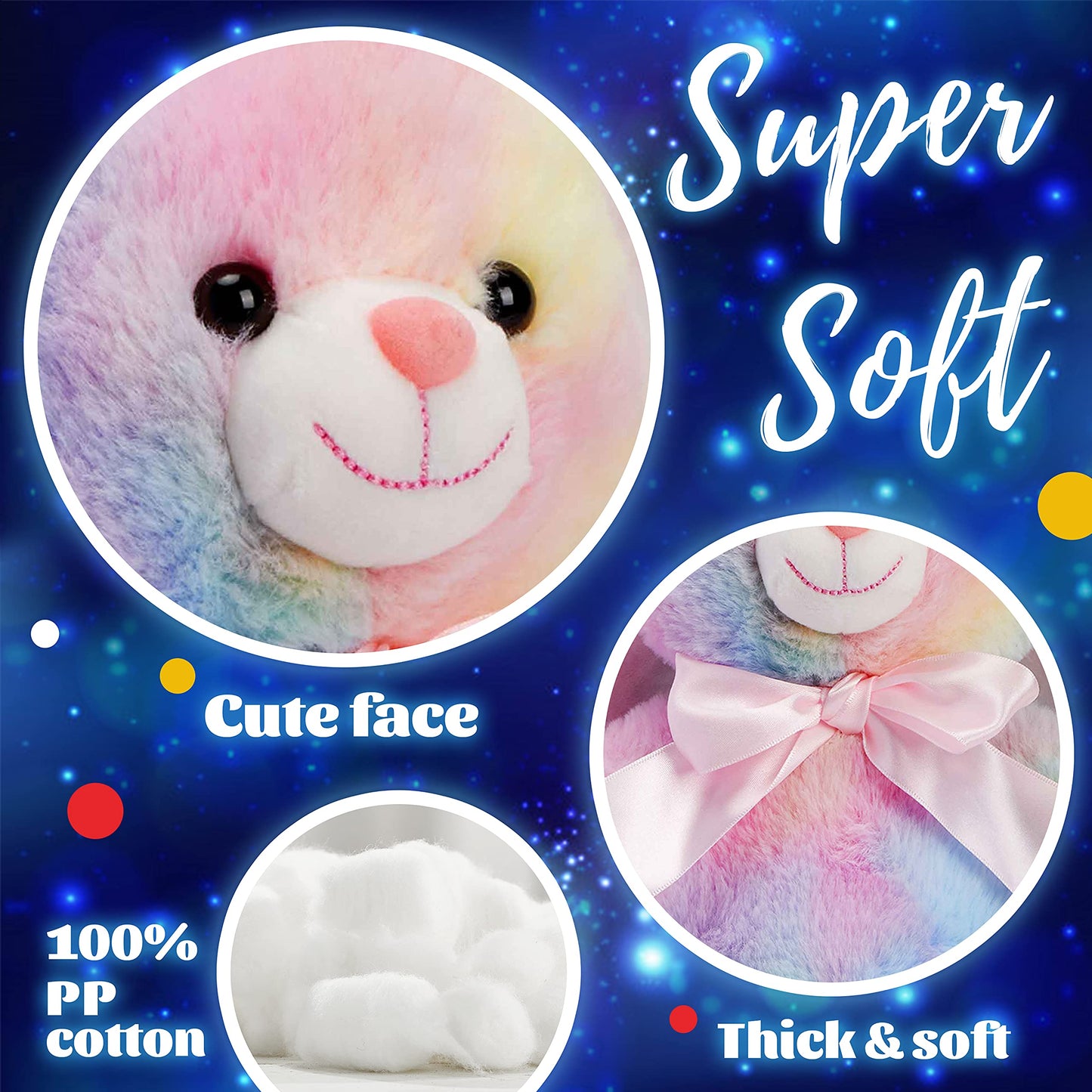 Glow Guards 10'' Musical Bunny Plush Toy - Rainbow Lop Eared Rabbit, Cotton, Light Up Night Light for Kids and Toddlers