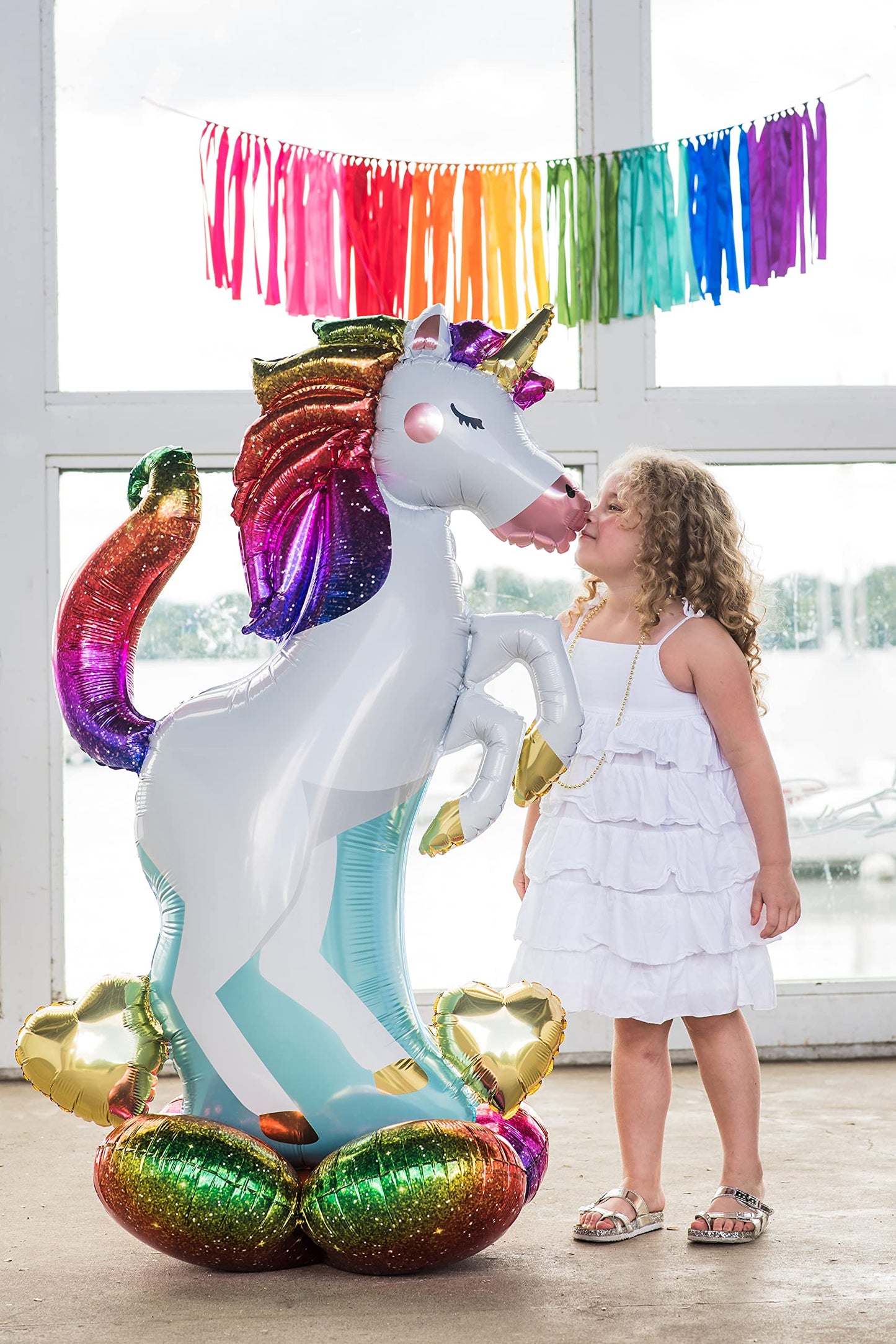 Anagram 55" Unicorn Airloonz Foil Balloon, Multicolor Mylar, Model 10234700