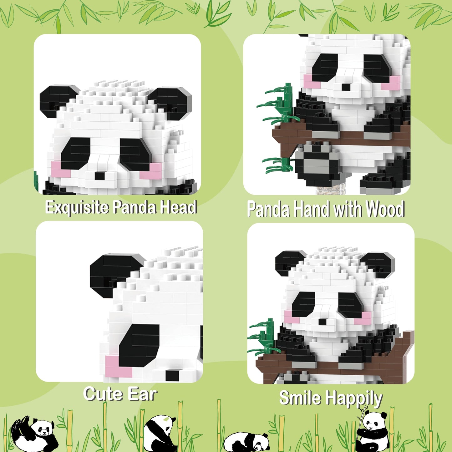 Mjddja Mini Building Blocks- Hanging Panda, Party Favors- Micro Blocks Panda Toy For Kids 6 7 8 9 10+, Mini Blocks Building Sets