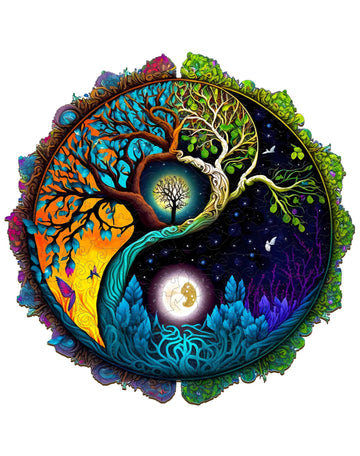 Jigfoxy Wooden Puzzles for Adults, Tree of Life Wooden Jigsaw Puzzles, Unique Zen Shape Puzzles, Christmas Thanksgiving Gifts fo