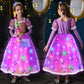 Svmk 10Pcs Girls Princess Costume Light Up Kids Toddler Princess Dress Up Clothes Accessories Led Wig Bag Wand Crown Ring Neckla