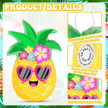 Threan Small Pineapple Piñata Summer Fruit Piñata With Blindfold Bat For Hawaiian Tropical Luau Party Supplies Pineapple Themed Birthday Decorations, 16.5 X 11.2 X 3.1 Inch