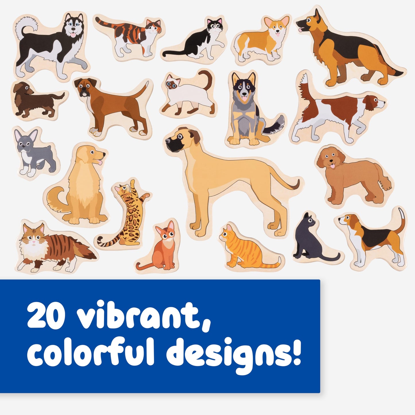 Spark & Wow Wooden Magnets - Cats & Dogs - Set Of 20