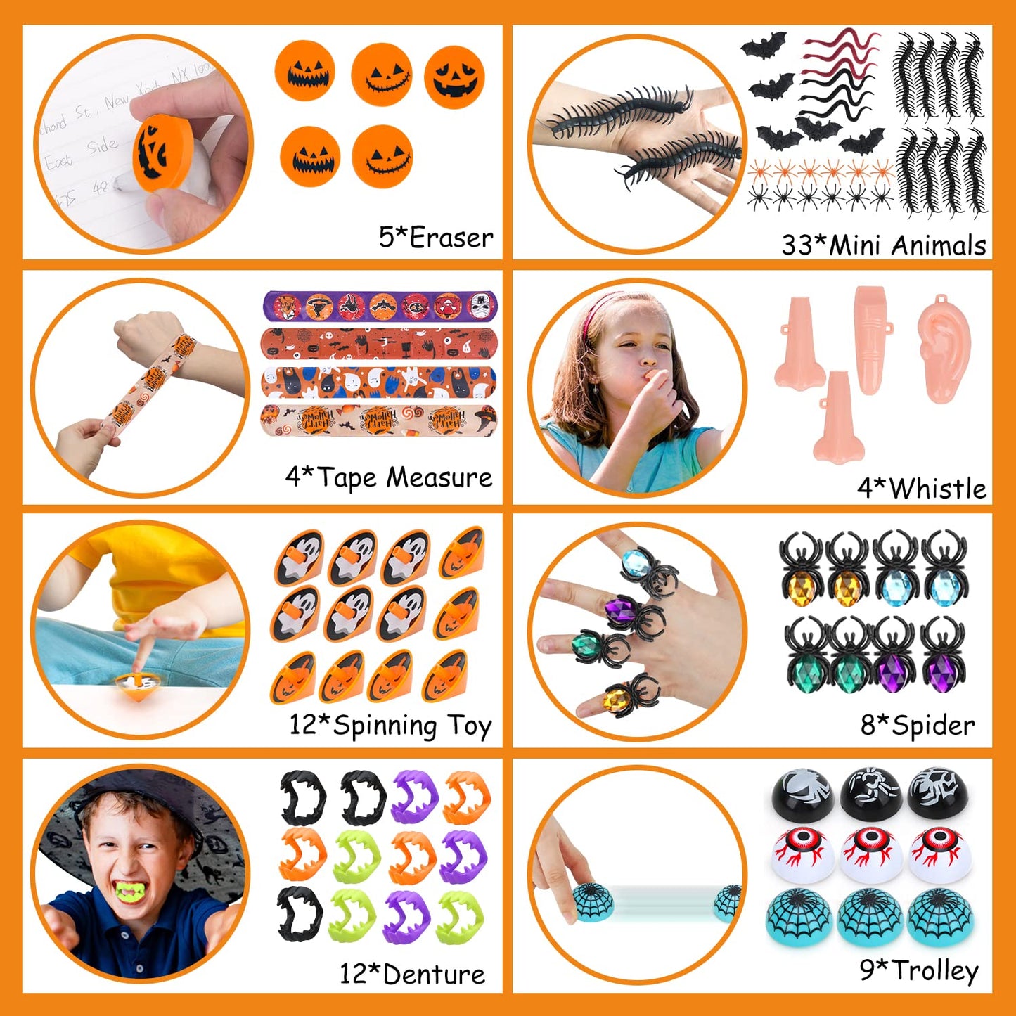 TOY Life Halloween Party Favors 162 Pcs Kids Party Favor Halloween Treats Toys in Bulk Goodie Bags Stuffers Return Gifts for Kid