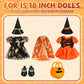 8 Pcs Halloween Doll Clothes and Accessories for 18 Inch  Pumpkin Halloween Doll Outfit  Dress  Shoes  Socks  Witch Hats  Bag Sets