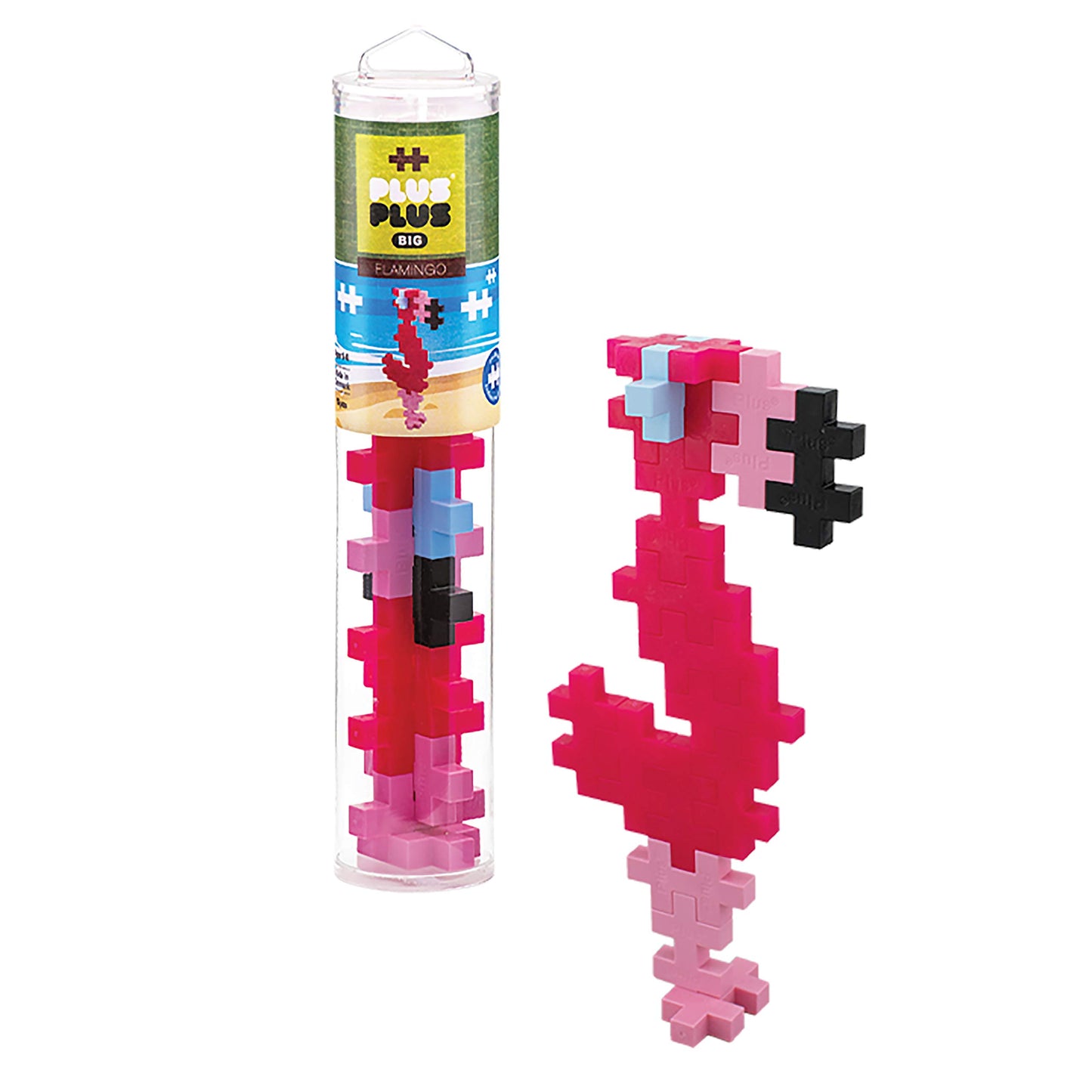 Plus Plus Big - Zoo Playset Bundle - 15 Pc Penguin, Flamingo, Giraffe Tube & Baseplate Duo - Construction Building Stem/Steam To