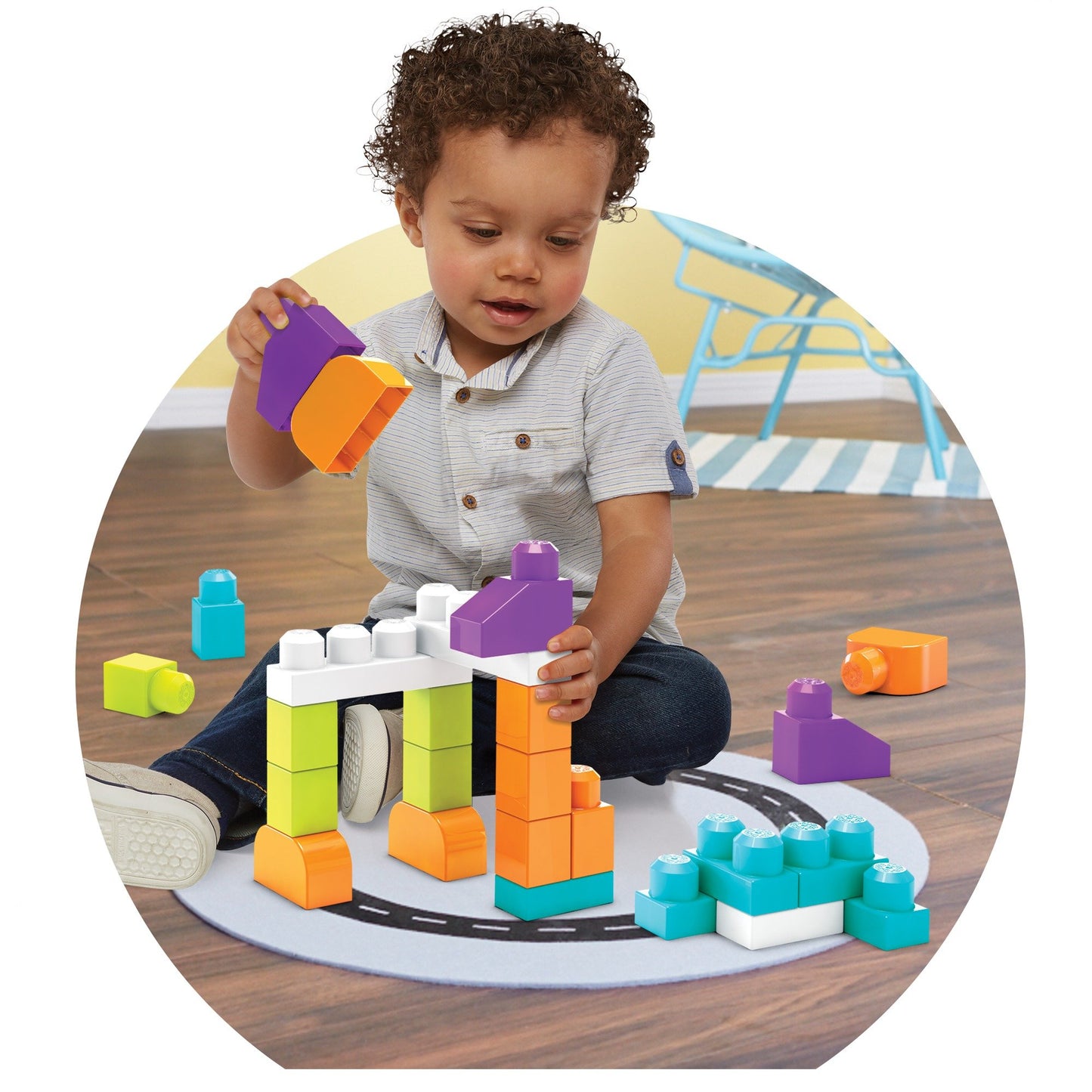 Mega Bloks Big Building Block Set FPM52 - Brown Color, Ideal for Creative Play and Learning