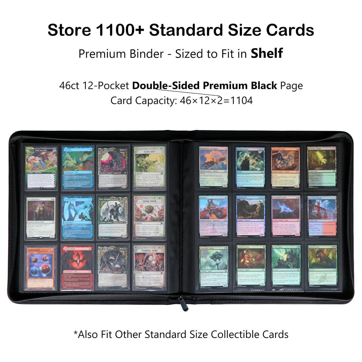 Rayvol enhanced 12-Pocket 720 Card Binder  Ringless Trading Card Album Folder - Side Loading Black Page Pocket Binder for TCG -Red