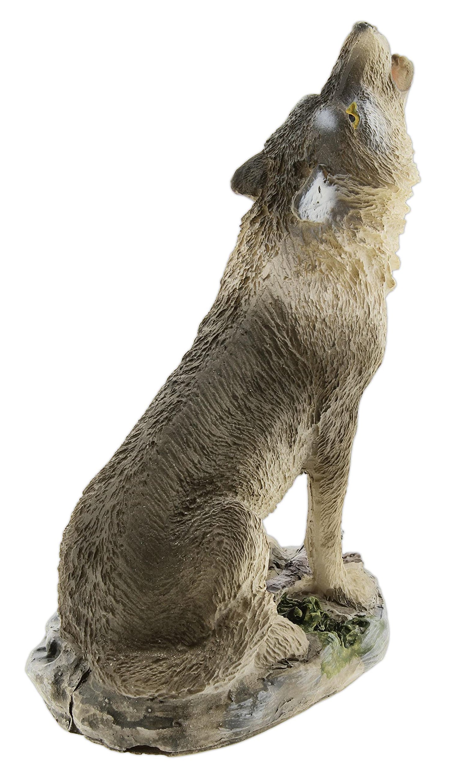 The Bridge Collection Small Howling Wolf Figurine - Resin Gray Wolf Howling Statue For Tabletop Decor