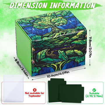 Uaono Card Deck Box For Mtg, Trading Card Storage Box Holds 120+ Sleeved Commander Deck, Pu Leather Card Box Suits Tcg Magic Cards With 2 Dividers (Green,Tree)