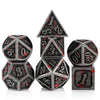 Acient Silver Bloodstained Metal Dice Set DND, DNDND 7PCS Metallic Halloween Die with Metal Case for Dungeons and Dragons Tablet