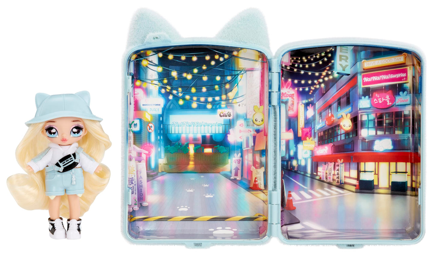 Na Na Na Surprise Mini Backpack Series 2 Khloe Kitty Fashion Doll, Fuzzy White Kitty Backpack, Gift for Kids, Ages 4 5 6 7 8+ Ye