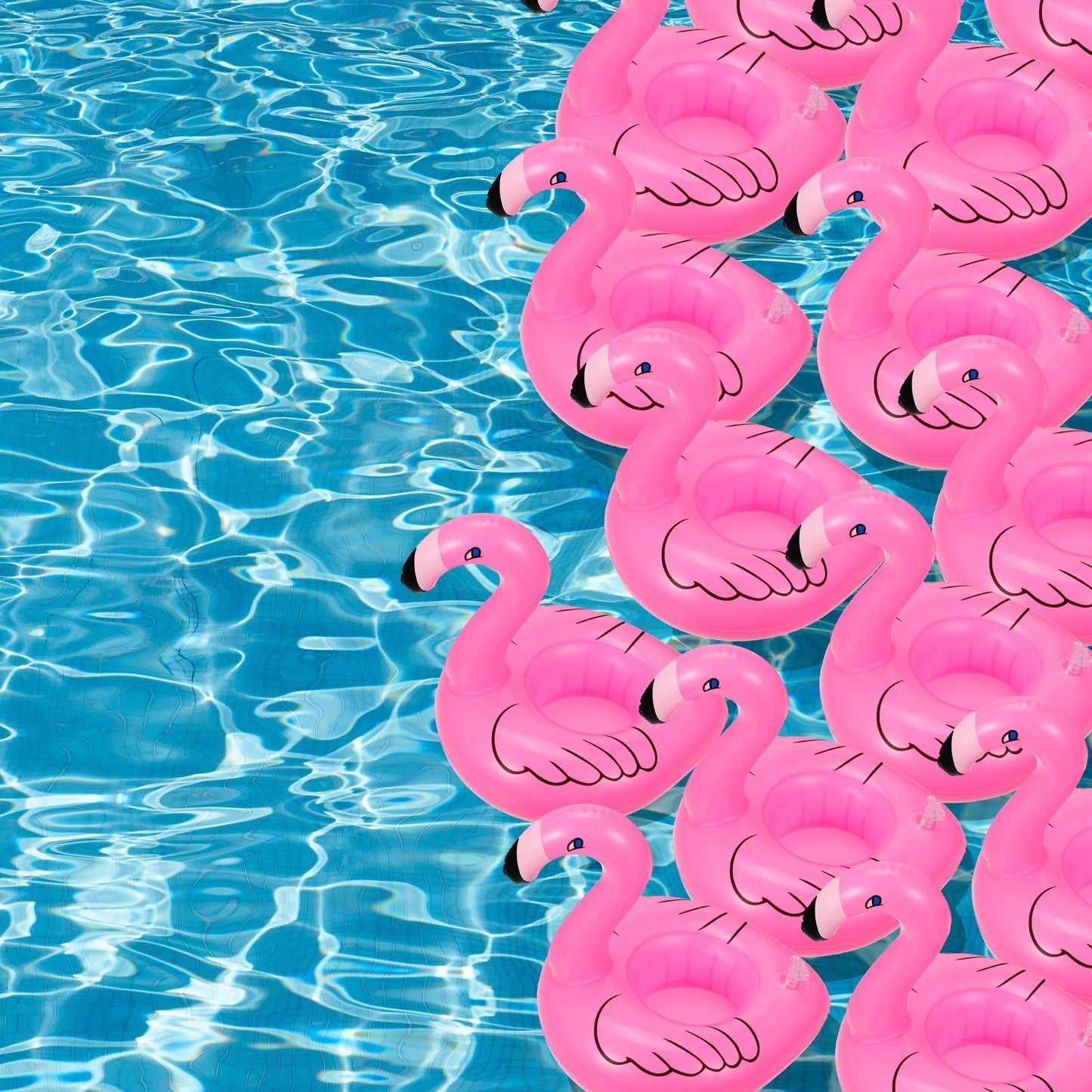 Skylety 48 Pieces Flamingo Inflatable Drink Holders Drink Float Swimming Pool Float Pink Flamingo Cup Holders For Beverage Cans