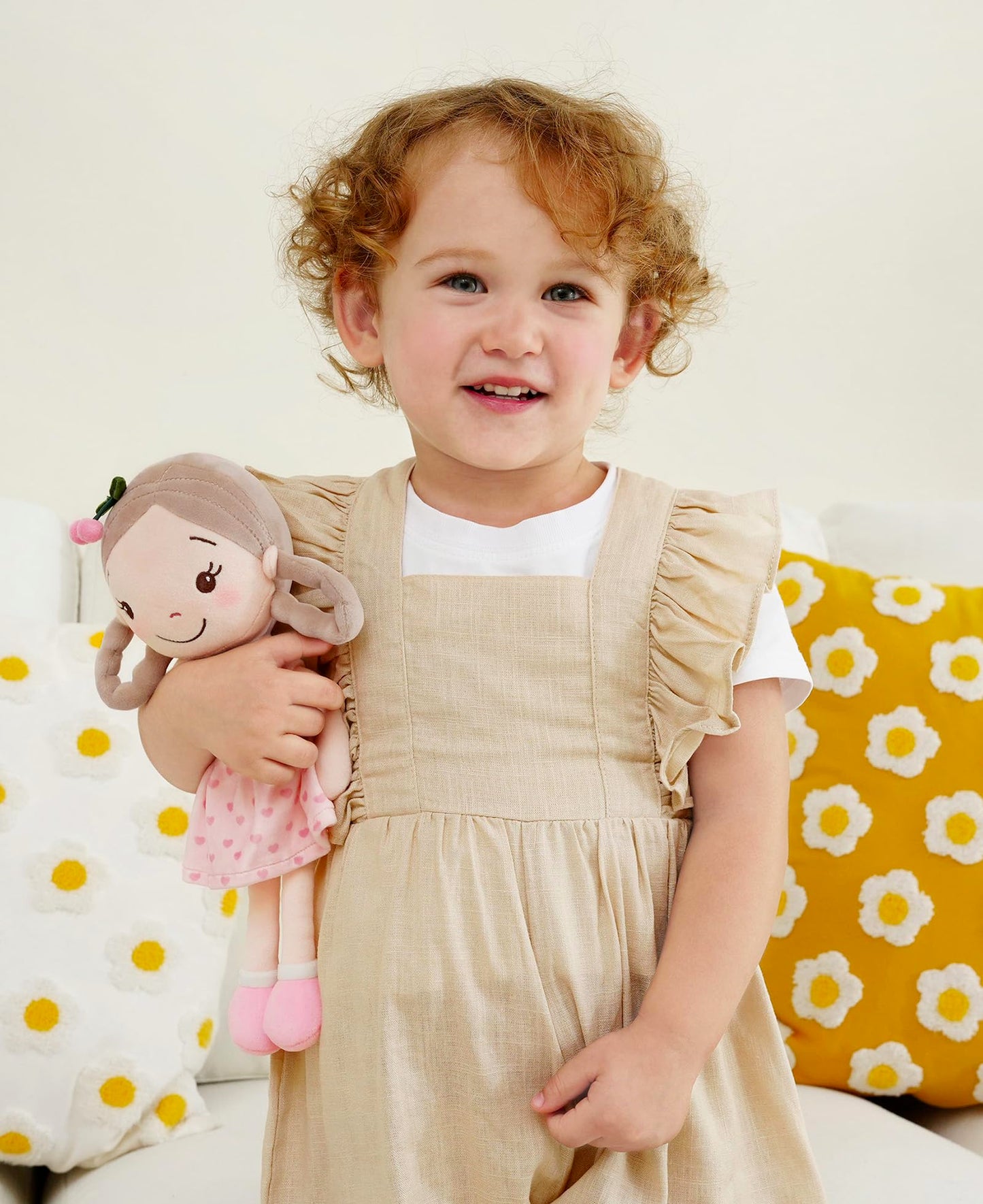 GAGAKU Soft Plush Baby Doll - 12" Cotton Pink Flower Girl Toy for Infants & Toddlers, Machine Washable, Model G03SA2501