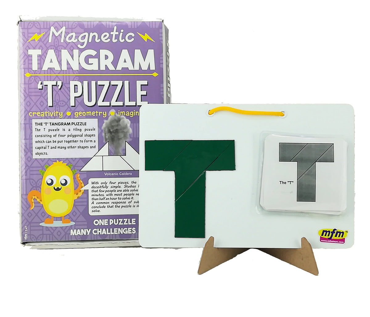 MFM Toys Magnetic Letter T Puzzle Tangram  (4 Pcs.)  Travel Edition