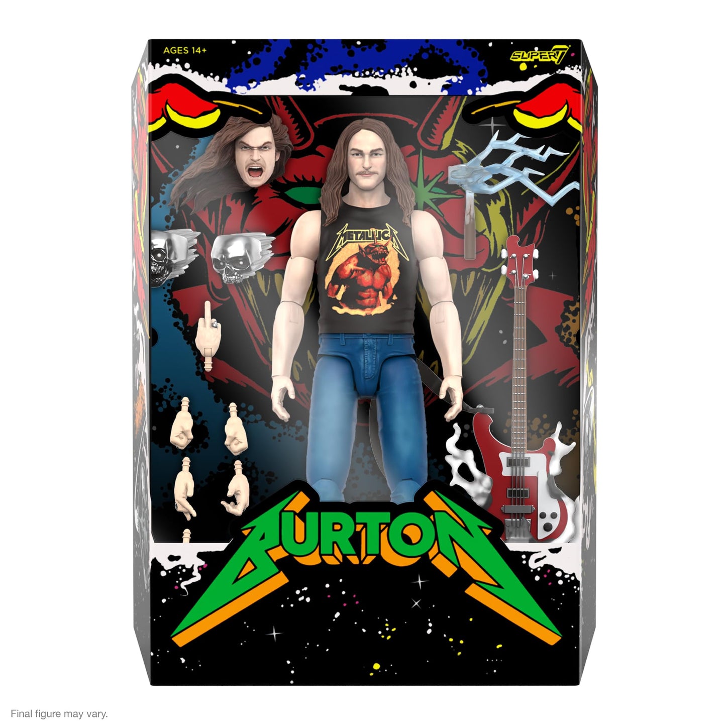 Super7 Ultimates! Cliff Burton (Superhero Poster) - 7' Action Figure With Accessories Heavy Metal Collectibles And Retro Toys