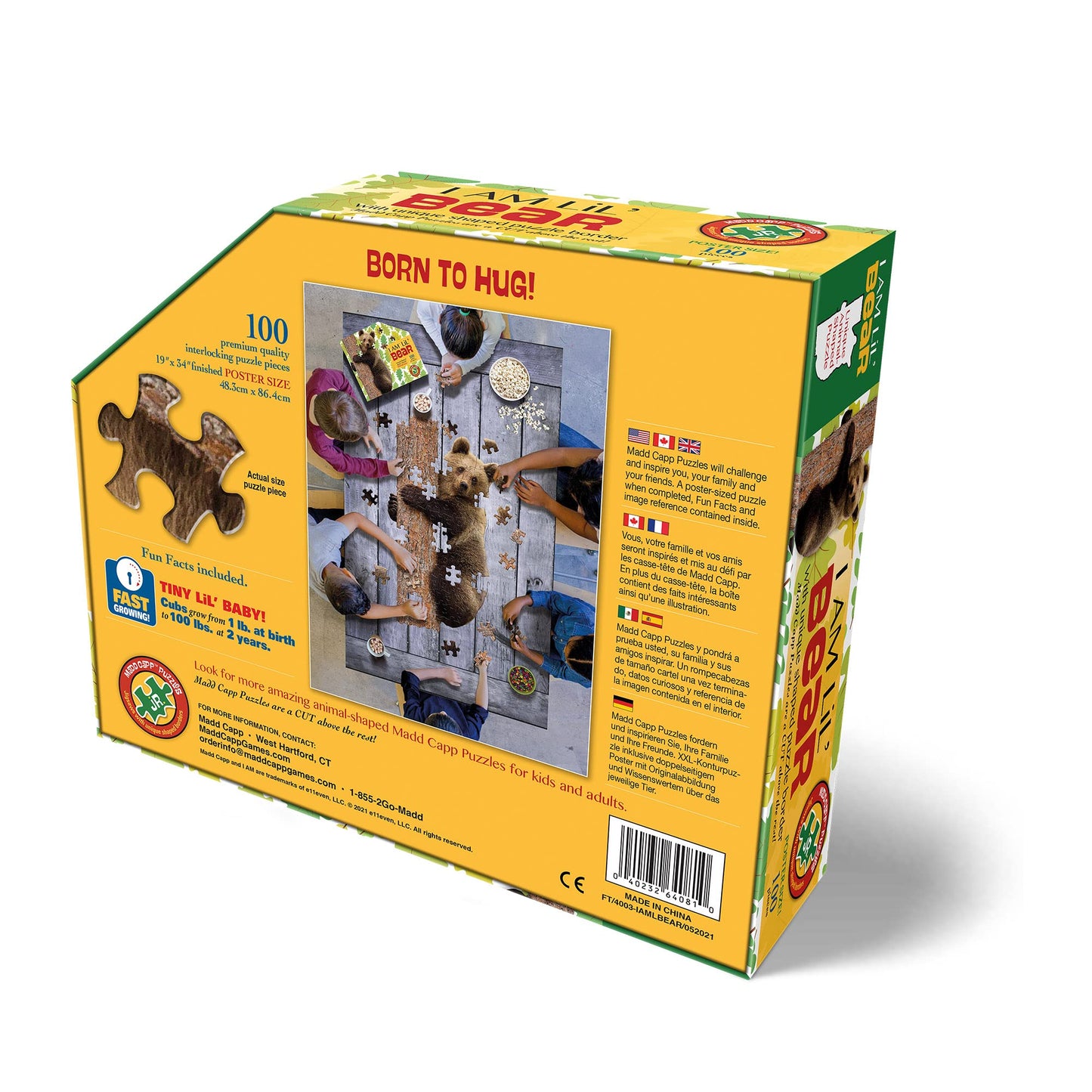 Madd Capp Puzzles Jr. - I Am Lil Bear - 100 Pieces - Animal Shaped Jigsaw Puzzle