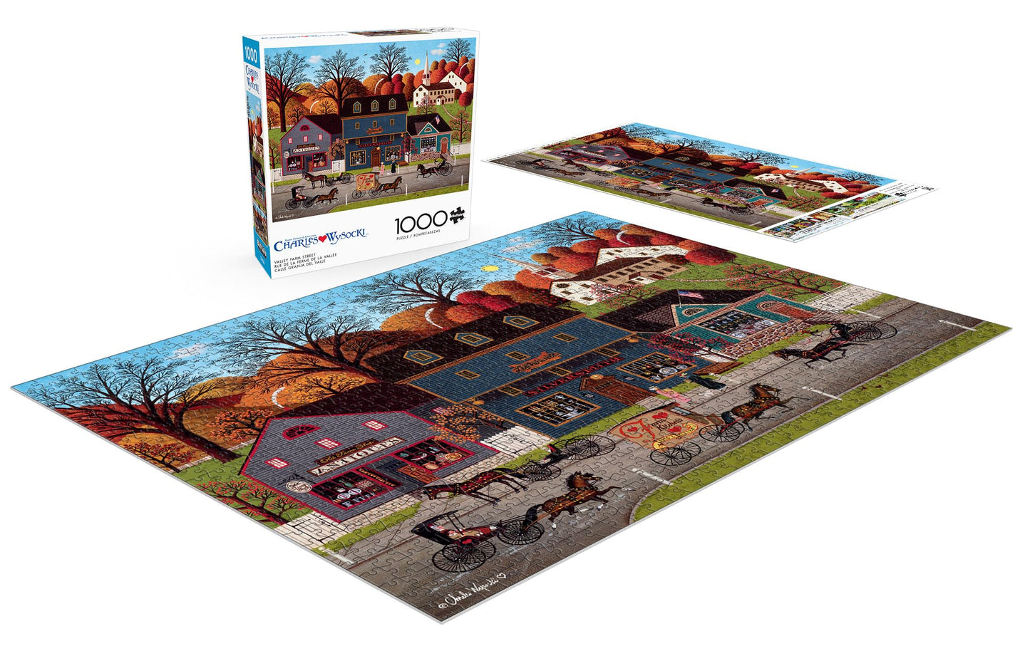Buffalo Games 1000 Piece Jigsaw Puzzle - Charles Wysocki Valley Farm Street - Multicolor - Finished Size 26.75 x 19.75
