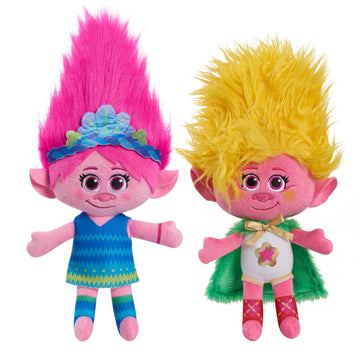 DREAMWORKS TROLLS 8-inch Plush Poppy & Viva Set, Pink Stuffed Animals for Kids Ages 3 Up, Model 65147