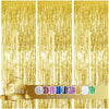3Pcs Gold Metallic Tinsel Foil Fringe Curtains,3.2ft*8ft Gold Photo Booth Backdrop Streamer,Photo Booth Props,for Party Door Wal