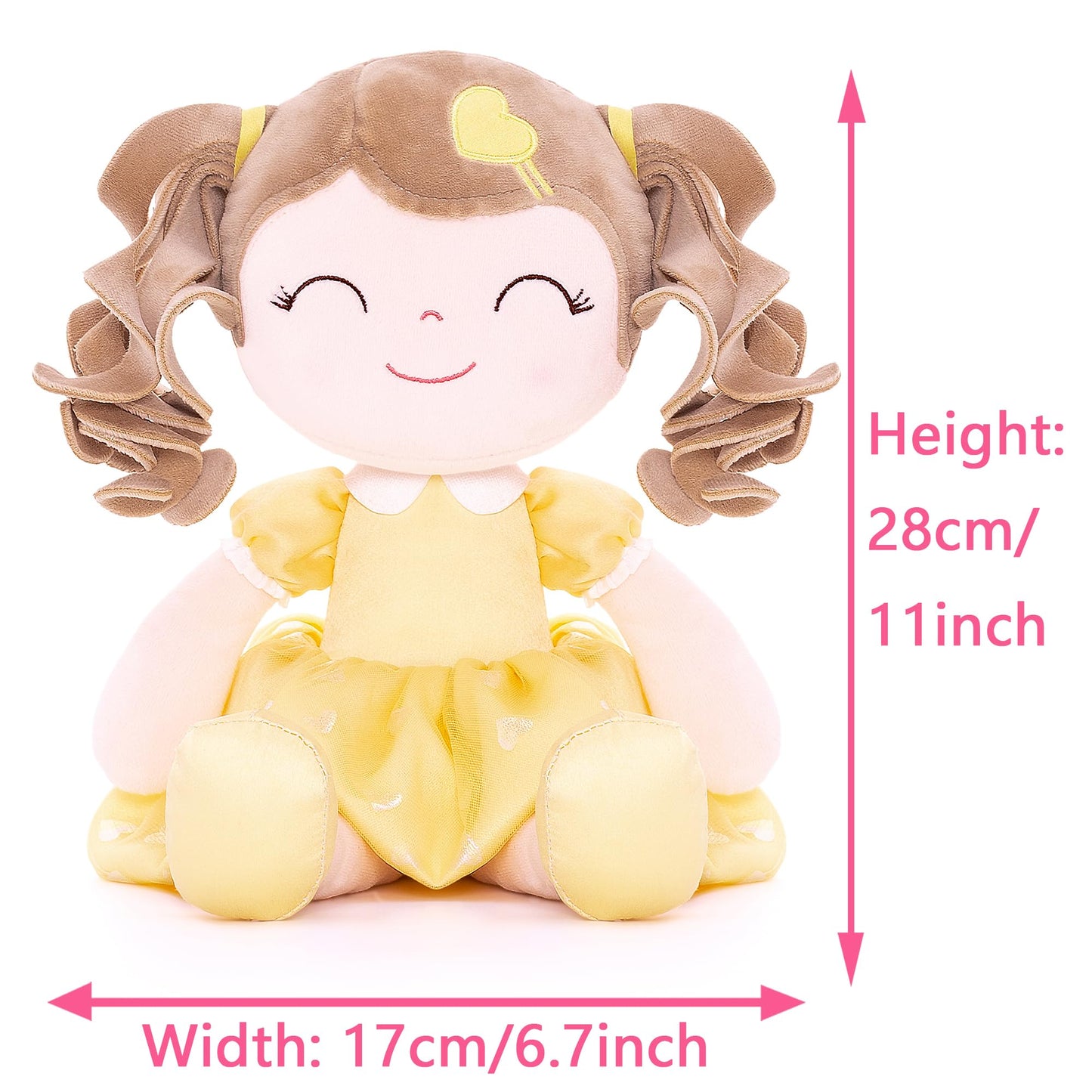 Gloveleya Baby Doll Gifts Plush Curly Girl Toys With Love 16' Yellow