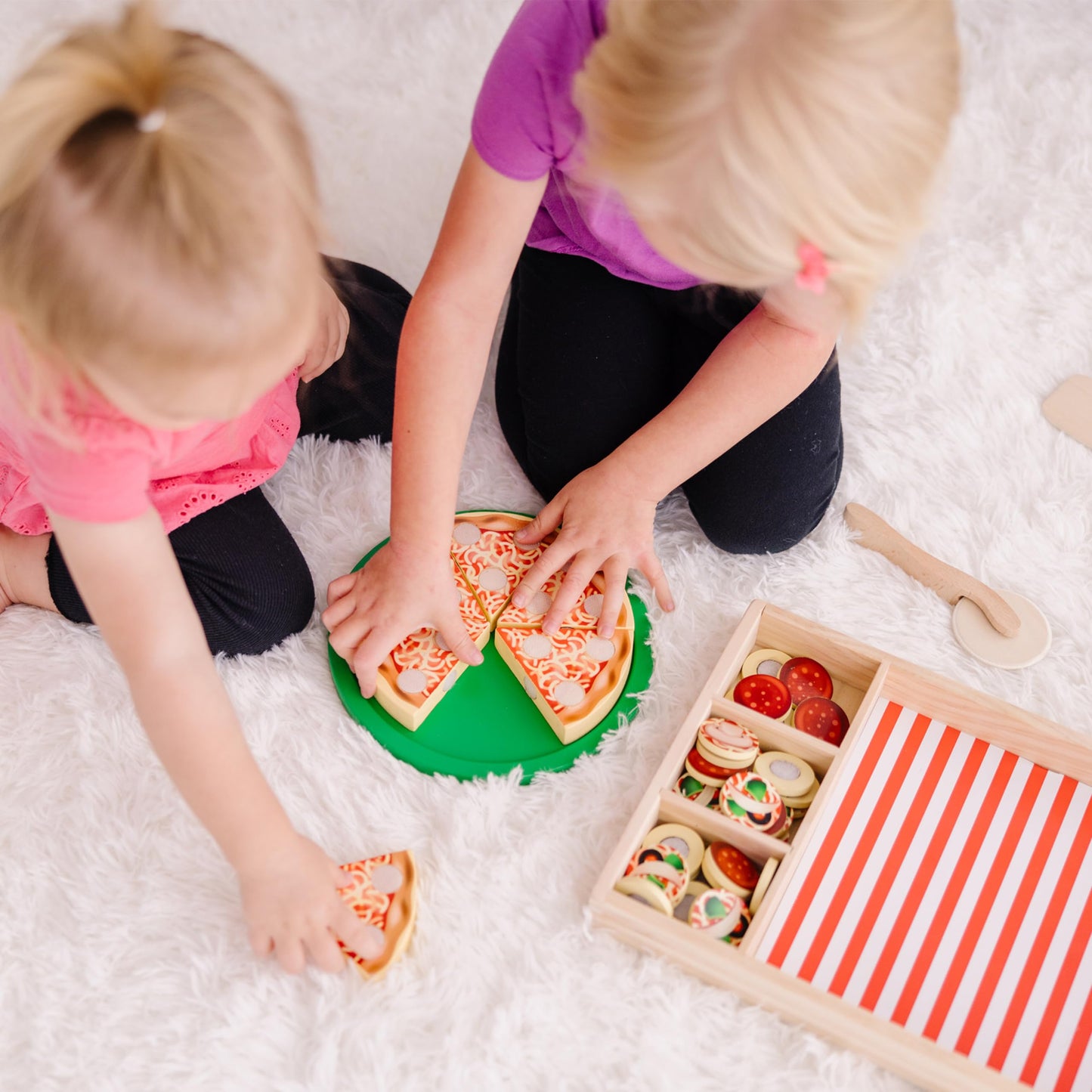 Melissa & Doug Pizza Party Wooden Pretend Play Food Set With 36 Toppings, Preschool Toy Pretend Food, Play Wooden Pizza And Cutt