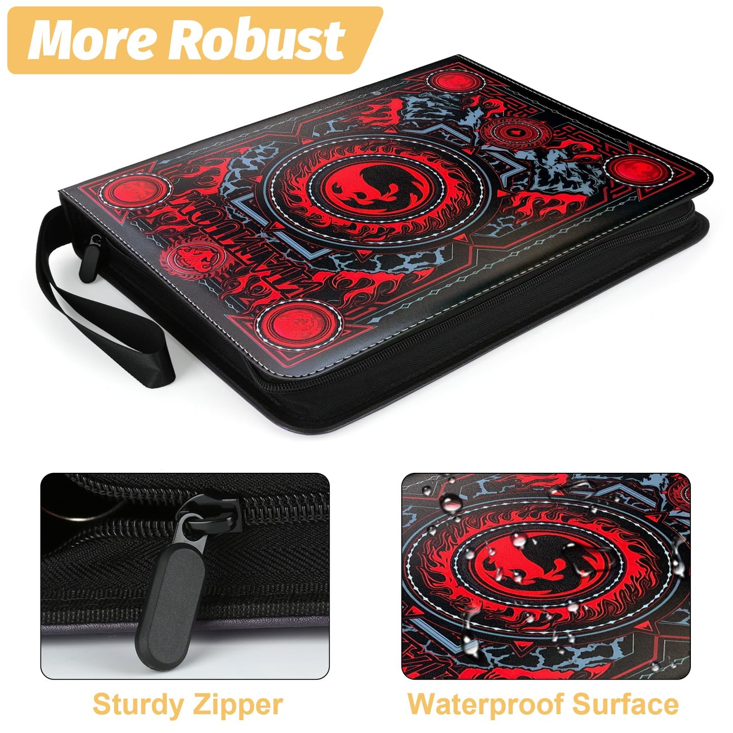 MTGPRO Trading Card Binder 9 Pocket Card Binder with Sleeves 720 Double Sided Pocket enhanced Collector Card Album Card Collection Folder for MTG TCG Yugioh Game Cards (Red)