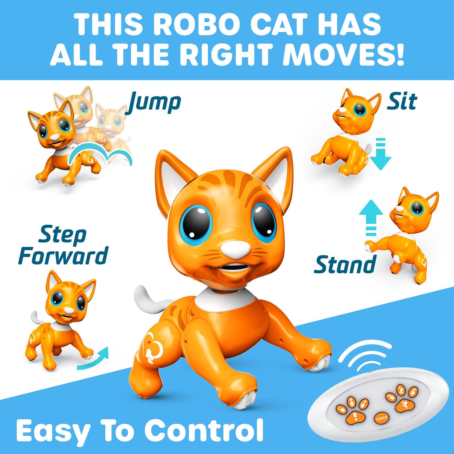 Power Your Fun Robo Pets Cat For Girls And Boys - Remote Control Robot Toy Interactive Hand Motion Gestures, Robot Toys Smart St